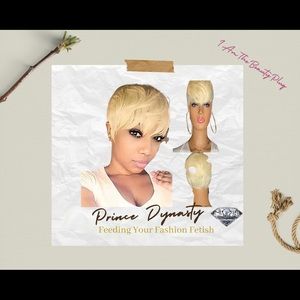 Short blonde pixie cut wig with bangs